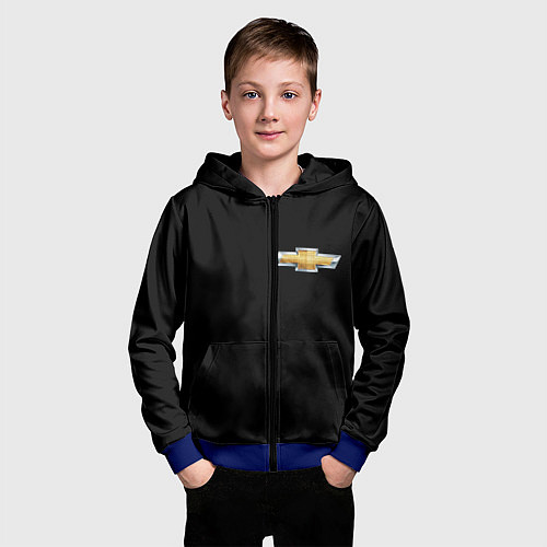 Детская толстовка на молнии Chevrolet logo / 3D-Синий – фото 3