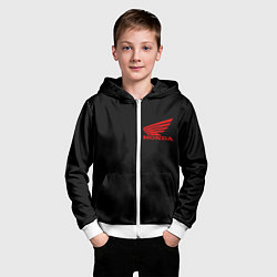 Толстовка на молнии детская Honda red logo auto steel, цвет: 3D-белый — фото 2