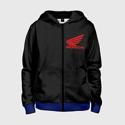Толстовка на молнии детская Honda red logo auto steel, цвет: 3D-синий