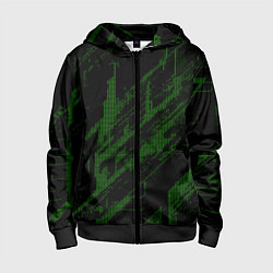 Толстовка на молнии детская Зелёные точки на чёрном фоне, цвет: 3D-черный