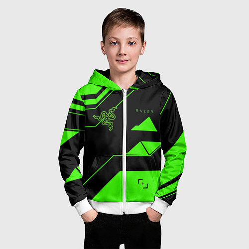 Детская толстовка на молнии Razer geometry game / 3D-Белый – фото 3