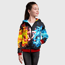 Толстовка на молнии детская Doom битва огонь, цвет: 3D-красный — фото 2