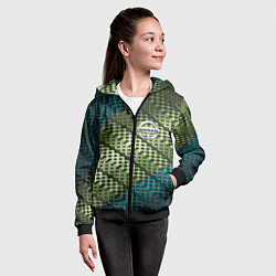 Толстовка на молнии детская Nissan авто текстура узор, цвет: 3D-черный — фото 2