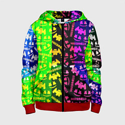 Толстовка на молнии детская Marshmello pattern neon steel, цвет: 3D-красный