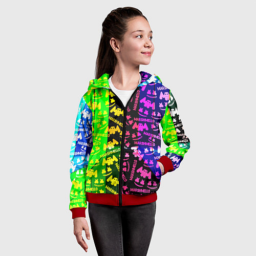 Детская толстовка на молнии Marshmello pattern neon steel / 3D-Красный – фото 4