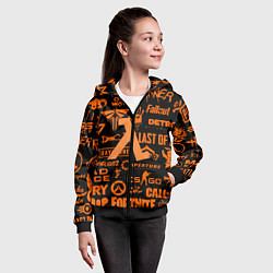 Толстовка на молнии детская Half-life pattern game, цвет: 3D-черный — фото 2