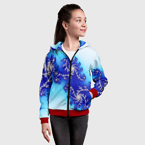 Детская толстовка на молнии Психоделика холодный узоры / 3D-Красный – фото 4