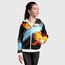 Толстовка на молнии детская Огонь и вода столкновение, цвет: 3D-белый — фото 2
