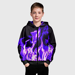 Толстовка на молнии детская Неоновый огненный стиль, цвет: 3D-черный — фото 2