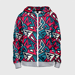 Толстовка на молнии детская Разноцветный граффити паттерн, цвет: 3D-меланж