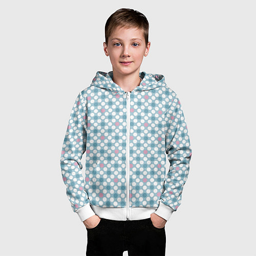 Детская толстовка на молнии Белый голубой горошек / 3D-Белый – фото 3