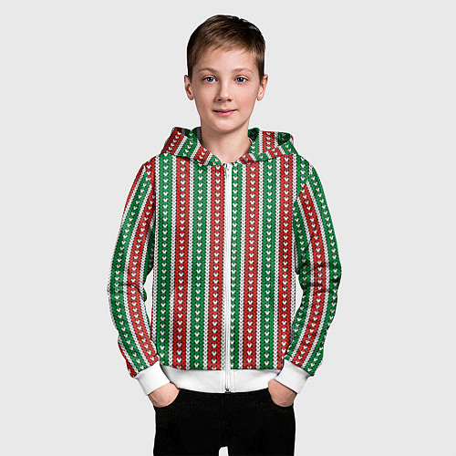 Детская толстовка на молнии Knitted pattern / 3D-Белый – фото 3