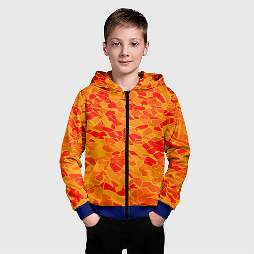 Детская толстовка на молнии Красные плитки на жёлтом фоне / 3D-Синий – фото 3