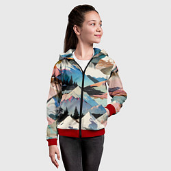 Толстовка на молнии детская Снежные горы, цвет: 3D-красный — фото 2