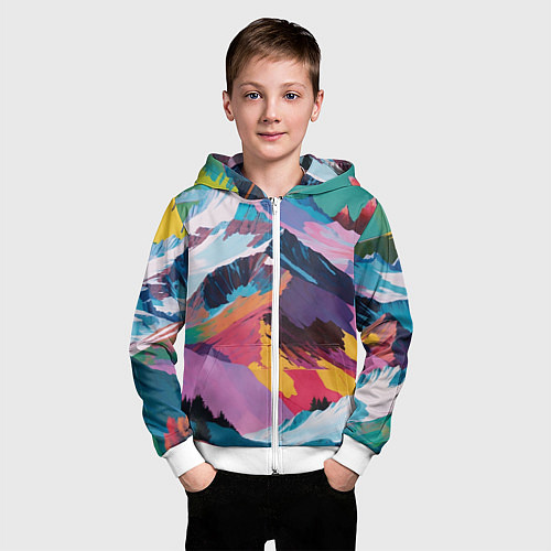 Детская толстовка на молнии Горы краски / 3D-Белый – фото 3