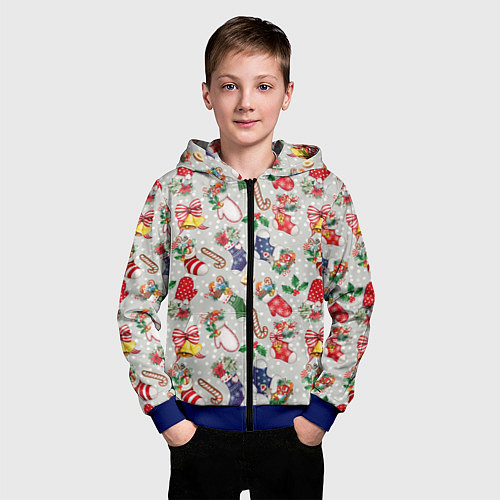 Детская толстовка на молнии Christmas Pattern / 3D-Синий – фото 3