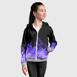 Толстовка на молнии детская Абстрактный фиолетовый огонь, цвет: 3D-меланж — фото 2