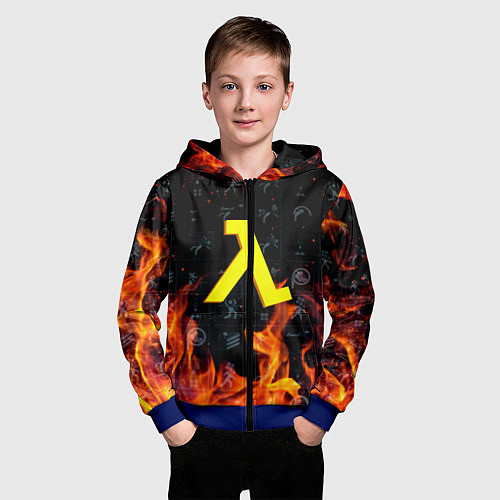 Детская толстовка на молнии Half life fere steel / 3D-Синий – фото 3