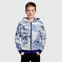 Толстовка на молнии детская Альпийский камуфляж, цвет: 3D-синий — фото 2