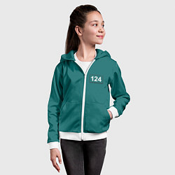 Толстовка на молнии детская Игрок 124 - Игра в кальмара, цвет: 3D-белый — фото 2