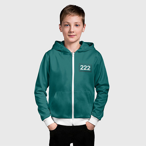 Детская толстовка на молнии Игрок 222 - Игра в кальмара / 3D-Белый – фото 3