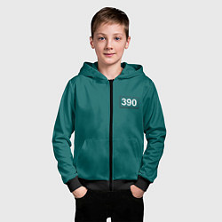Толстовка на молнии детская Игрок 390 - Игра в кальмара, цвет: 3D-черный — фото 2
