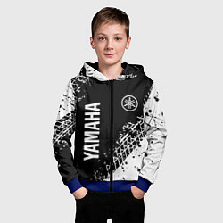 Толстовка на молнии детская Yamaha - следы от шин, цвет: 3D-синий — фото 2