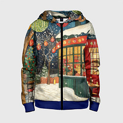 Толстовка на молнии детская Праздничная атмосфера кафе, цвет: 3D-синий