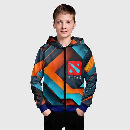 Детская толстовка на молнии Dota 2 абстракция из линий / 3D-Синий – фото 3