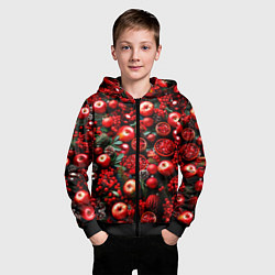 Толстовка на молнии детская Рождественские ягоды и фрукты, цвет: 3D-черный — фото 2
