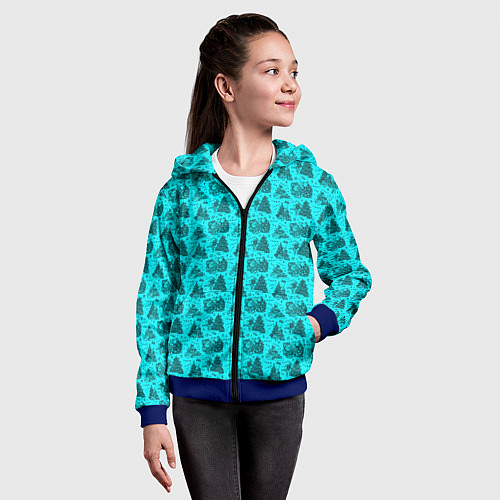 Детская толстовка на молнии Новогодние звери / 3D-Синий – фото 4