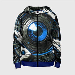 Толстовка на молнии детская Синяя сфера киберпанк, цвет: 3D-синий