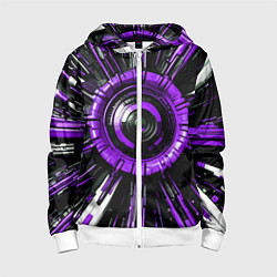 Толстовка на молнии детская Чёрно-фиолетовая сфера киберпанк, цвет: 3D-белый