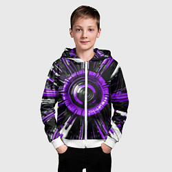 Толстовка на молнии детская Чёрно-фиолетовая сфера киберпанк, цвет: 3D-белый — фото 2