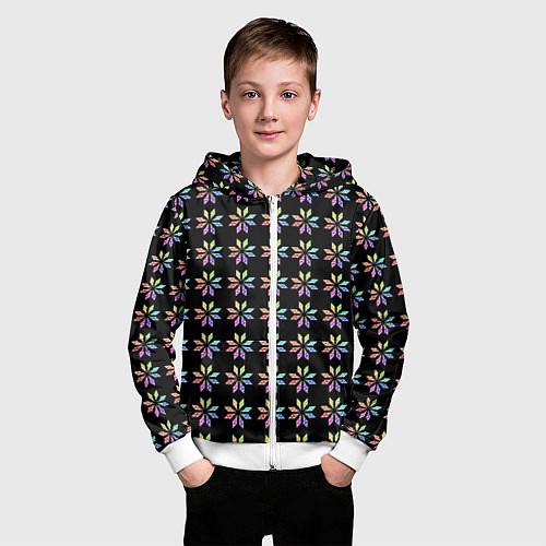 Детская толстовка на молнии Разноцветные звёзды на чёрном фоне / 3D-Белый – фото 3