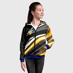 Толстовка на молнии детская Герб России - Жёлтое свечение, цвет: 3D-синий — фото 2