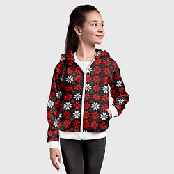 Толстовка на молнии детская Red and white stars on a black background, цвет: 3D-белый — фото 2