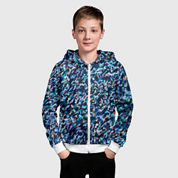 Толстовка на молнии детская Абстрактная текстура синий пёстрый, цвет: 3D-белый — фото 2