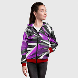 Толстовка на молнии детская Чёрно-фиолетово-белая абстракция, цвет: 3D-красный — фото 2