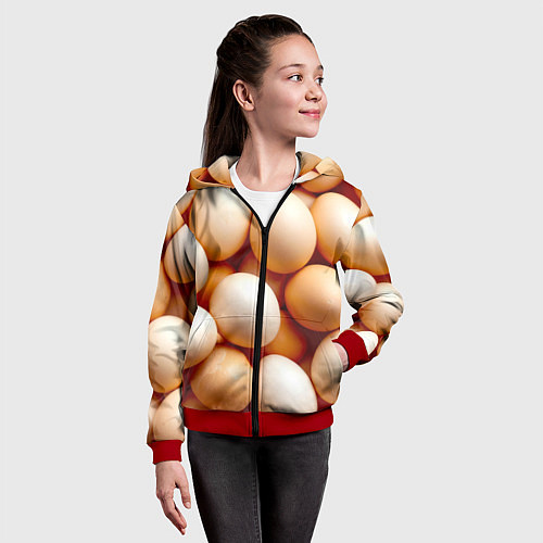 Детская толстовка на молнии Яйца / 3D-Красный – фото 4