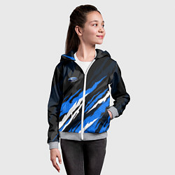 Толстовка на молнии детская Субару - черно-синий, цвет: 3D-меланж — фото 2