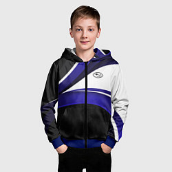 Толстовка на молнии детская Субару - белая волна, цвет: 3D-синий — фото 2