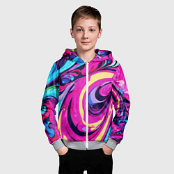Толстовка на молнии детская Сине-розовый узор, цвет: 3D-меланж — фото 2