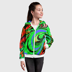 Толстовка на молнии детская Красно-зелёный узор, цвет: 3D-белый — фото 2