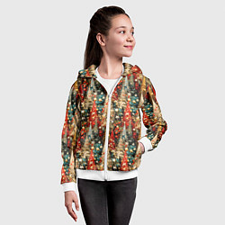 Толстовка на молнии детская Новогодний еловый лес, цвет: 3D-белый — фото 2