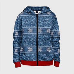 Толстовка на молнии детская Милитари снежинки, цвет: 3D-красный