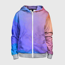 Толстовка на молнии детская Сине фиолетовый градиент, цвет: 3D-меланж