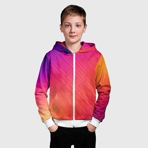 Детская толстовка на молнии Градиент в косую полоску / 3D-Белый – фото 3
