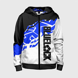 Толстовка на молнии детская Блюлок - абстракция синяя, цвет: 3D-черный