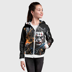 Толстовка на молнии детская Джокер на фоне огня, цвет: 3D-белый — фото 2